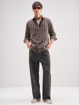 HIGHLANDER - Men Brown Cotton Slim Fit Shirt