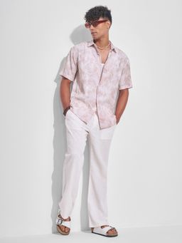 HIGHLANDER - Men Pink Viscose Rayon Relaxed Fit Shirt