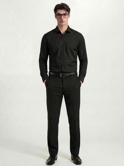 HIGHLANDER - Men Black Polyester Blend Relaxed Fit Shirt