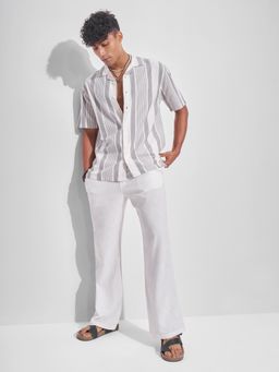 HIGHLANDER - Men Grey Cotton Blend Relaxed Fit Shirt