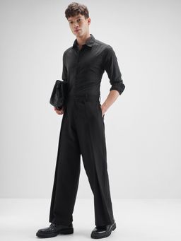 HIGHLANDER - Men Black Cotton Slim Fit Shirt