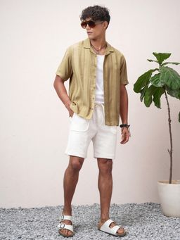 HIGHLANDER - Men Khaki Cotton Relaxed Fit Shirt