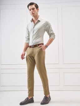 HIGHLANDER - Men Tan Polyester Blend Slim Fit Shirt