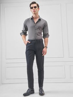 HIGHLANDER - Men Charcoal Polyester Blend Slim Fit Shirt