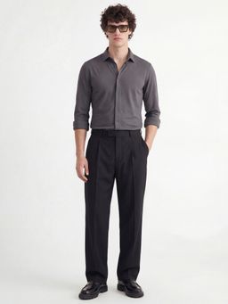 HIGHLANDER - Men Grey Cotton Blend Slim Fit Shirt