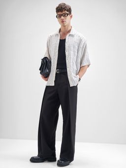 HIGHLANDER - Men White Viscose Rayon Boxy Fit Shirt
