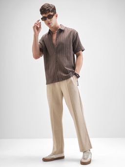 HIGHLANDER - Men Brown Cotton Blend Relaxed Fit Shirt