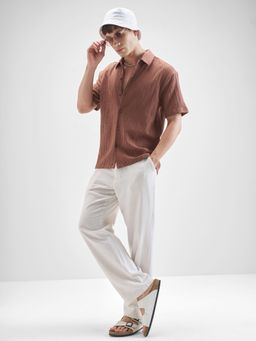 HIGHLANDER - Men Rust Cotton Blend Relaxed Fit Shirt