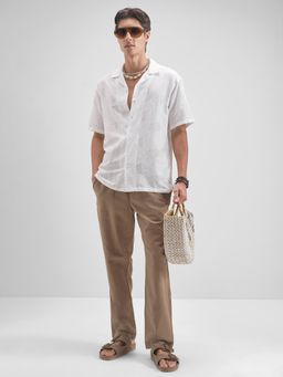 HIGHLANDER - Men White Cotton Relaxed Fit Shirt