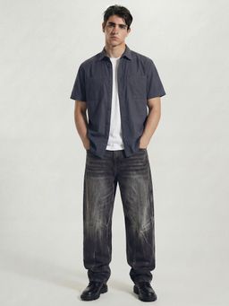 HIGHLANDER - Men Blue Cotton Relaxed Fit Shirt