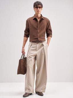 HIGHLANDER - Men Brown Polyester Blend Relaxed Fit Shirt