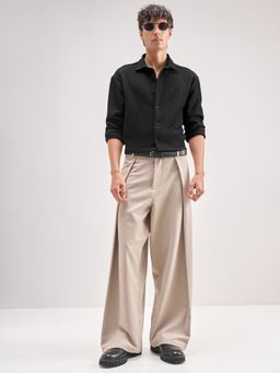 HIGHLANDER - Men Black Polyester Blend Relaxed Fit Shirt