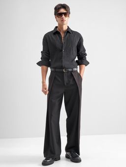 HIGHLANDER - Men Black Polyester Blend Relaxed Fit Shirt