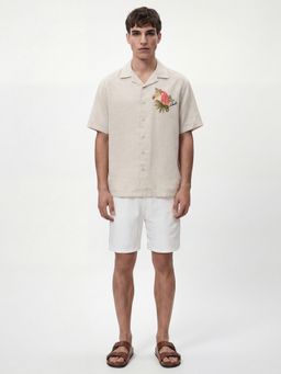 HIGHLANDER - Men Beige Lyocell Blend Relaxed Fit Shirt