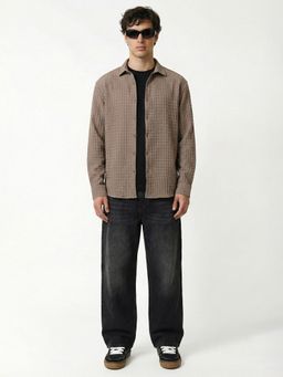 HIGHLANDER - Men Tan Polyester Blend Relaxed Fit Shirt