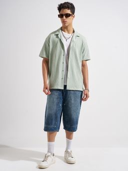 HIGHLANDER - Men Green Polyester Blend Relaxed Fit Shirt