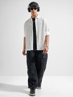 HIGHLANDER - Men White Polyester Blend Relaxed Fit Shirt