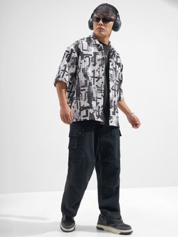 HIGHLANDER - Men Multi-Colour Polyester Blend Boxy Fit Shirt