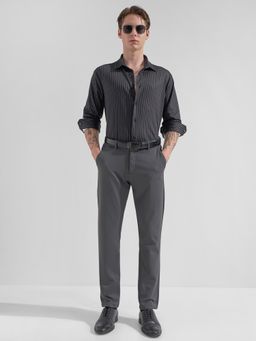 HIGHLANDER - Men Black Polyester Blend Slim Fit Shirt