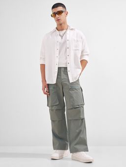 HIGHLANDER - Men White Cotton Relaxed Fit Shirt