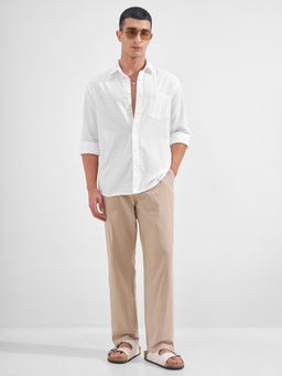 HIGHLANDER - Men White Cotton Blend Relaxed Fit Shirt