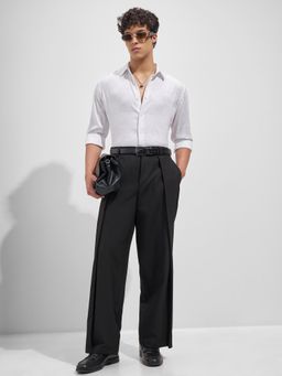 HIGHLANDER - Men White Viscose Rayon Slim Fit Shirt