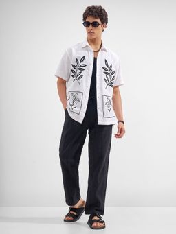 HIGHLANDER - Men White Cotton Relaxed Fit Shirt