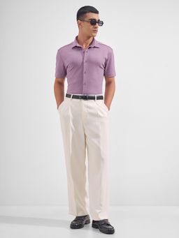 HIGHLANDER - Men Purple Polyester Blend Relaxed Fit Shirt