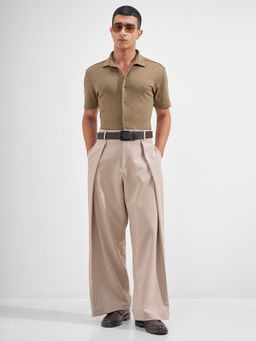 HIGHLANDER - Men Brown Polyester Blend Relaxed Fit Shirt
