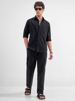 HIGHLANDER - Men Black Cotton Relaxed Fit Shirt