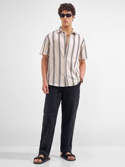 HIGHLANDER - Men Beige Cotton Relaxed Fit Shirt