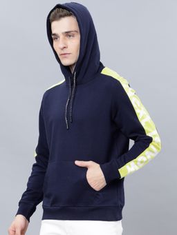 HIGHLANDER - Men Navy Blue Blended Regular Fit Hoodie