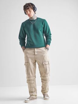 HIGHLANDER - Men Green Polyester Regular Fit Sweatshirt