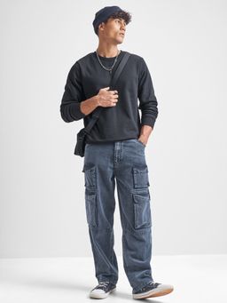 HIGHLANDER - Men Black Polyester Regular Fit Sweatshirt