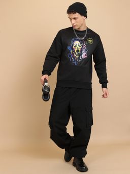 HIGHLANDER - Men Black Polyester Relaxed Fit Sweatshirt