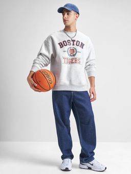 HIGHLANDER - Men White Polyester Oversized Fit Sweatshirt