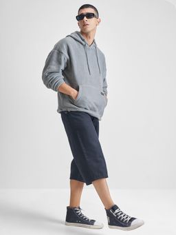 HIGHLANDER - Men Grey Polyester Oversized Fit Hoodie