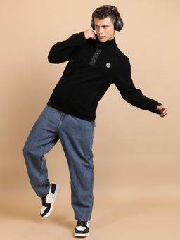 HIGHLANDER - Men Black Polyester Regular Fit Sweatshirt