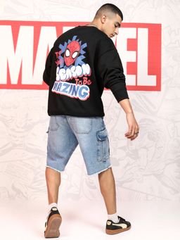 HIGHLANDER - Men Black Cotton Blend Oversized Fit Sweatshirt
