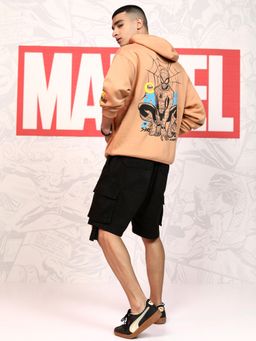 HIGHLANDER - Men Tan Cotton Blend Oversized Fit Hoodie