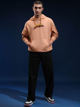 HIGHLANDER - Men Tan Cotton Blend Oversized Fit Hoodie