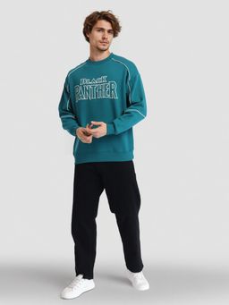 HIGHLANDER - Men Green Cotton Blend Oversized Fit Sweatshirt