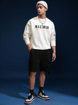 HIGHLANDER - Men White Cotton Blend Oversized Fit Sweatshirt