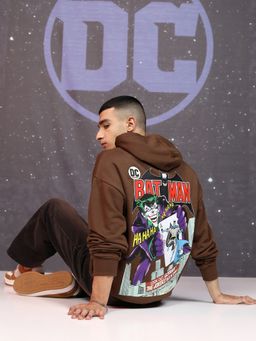 HIGHLANDER - Men Brown Cotton Blend Oversized Fit Hoodie