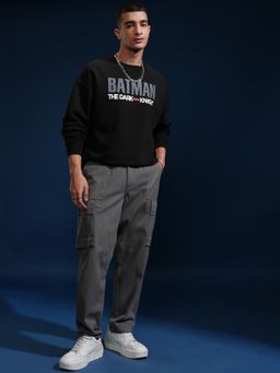 HIGHLANDER - Men Black Cotton Blend Oversized Fit Sweatshirt