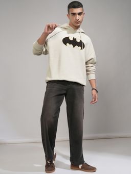 HIGHLANDER - Men Beige Cotton Blend Oversized Fit Hoodie