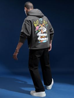 HIGHLANDER - Men Grey Cotton Blend Oversized Fit Hoodie