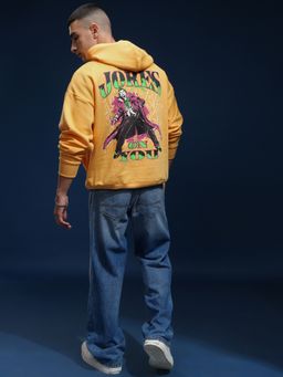 HIGHLANDER - Men Yellow Cotton Blend Oversized Fit Hoodie