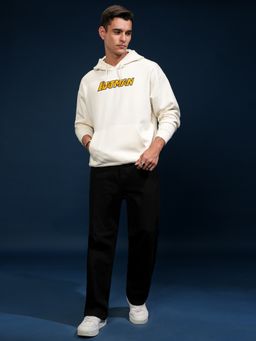 HIGHLANDER - Men White Cotton Blend Oversized Fit Hoodie
