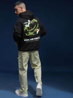 HIGHLANDER - Men Black Cotton Blend Oversized Fit Hoodie